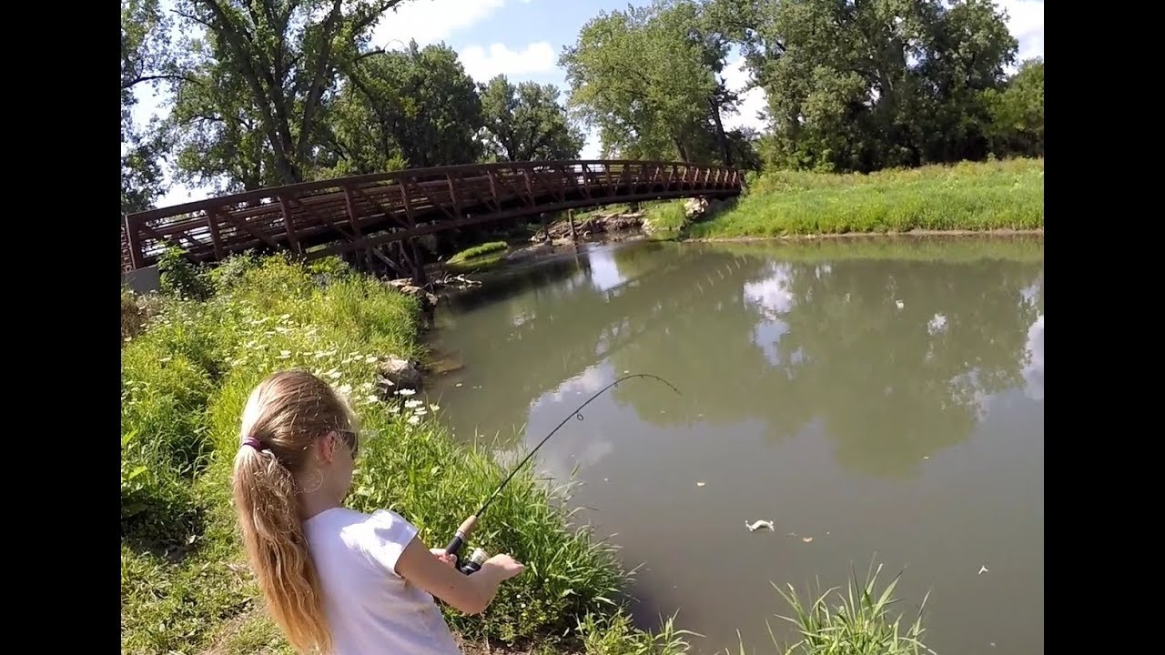 Trout fishing at Trout Run stream Decorah hatchery