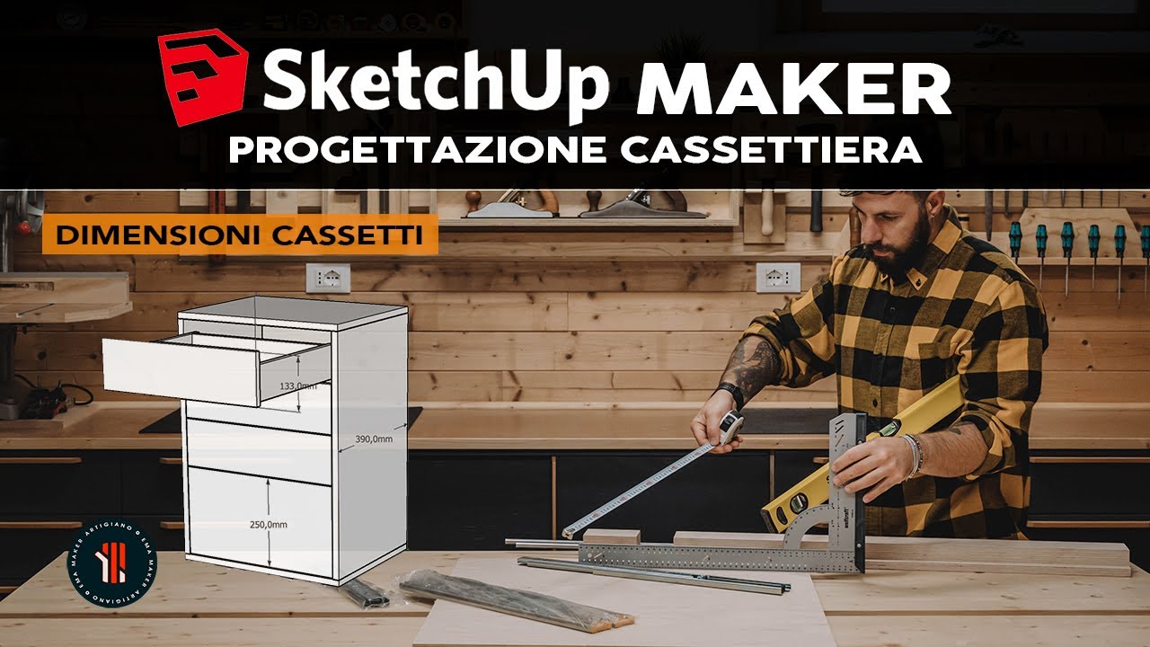 Come progettare una cassettiera e dimensionare i cassetti in 2 minuti ✏️ Sketchup per Maker