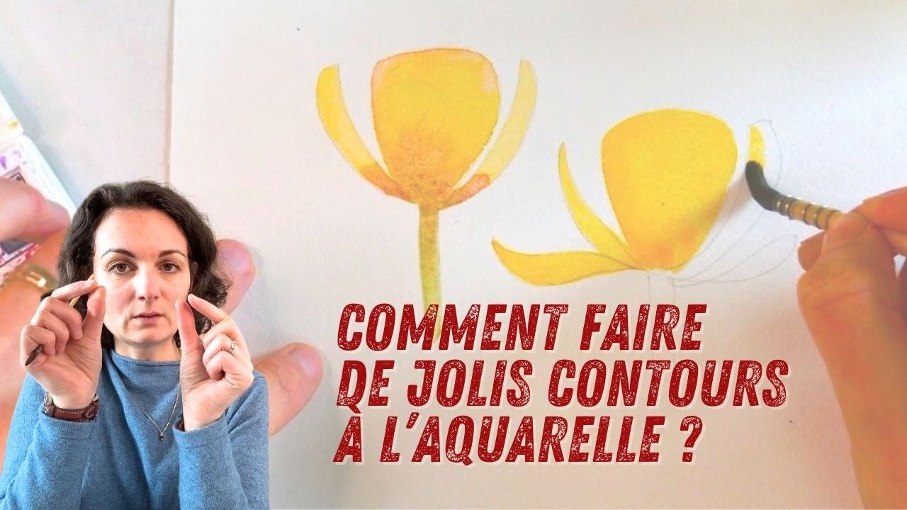 Comment peindre de jolis contours à l'aquarelle ? Tulipes de printemps...