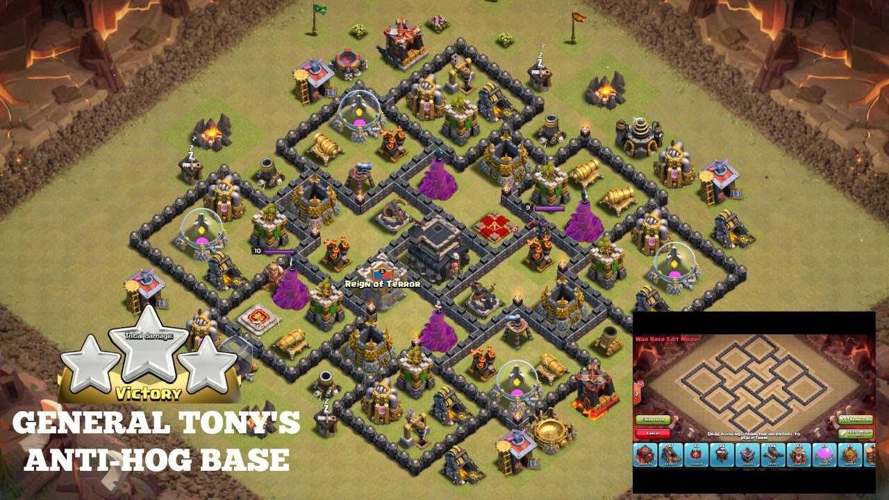 [TH9] How to 3 Star General Tony's Anti-Hog Base w GOHO