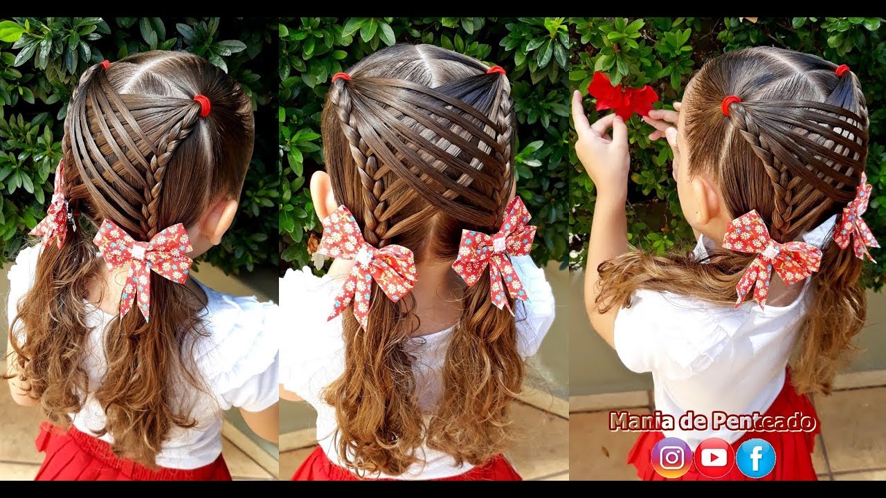 Penteado Infantil fácil com tranças e Maria Chiquinha / Hairstyle for little girl