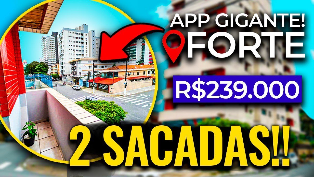 ✅[EXCLUSIVO] Apartamento na Praia Grande com 2 Sacadas no Canto do Forte 70m² Só R$239.000