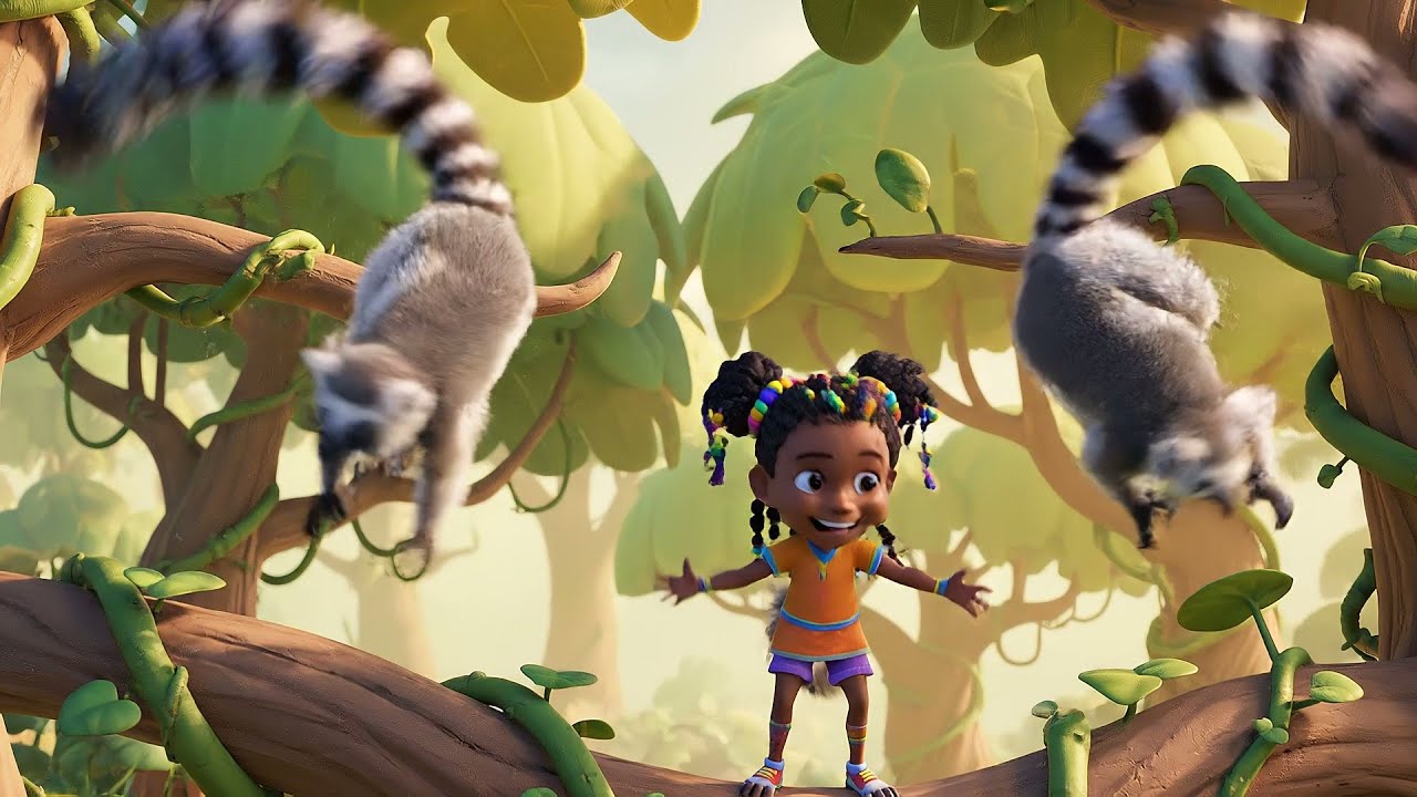 Cinco Pequeños Lémures Saltan, Saltan, Sal | Canciones Infantiles y Rimas para Niños