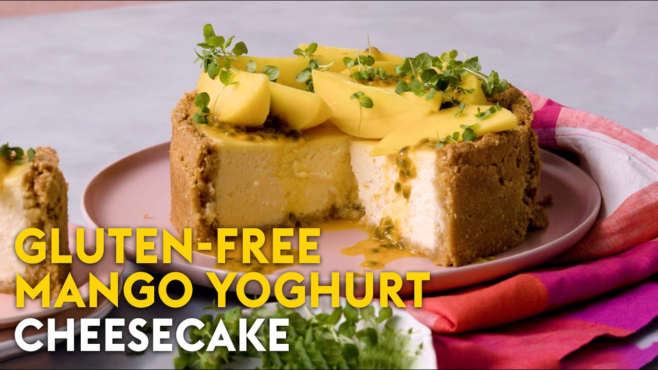Gluten free mango yoghurt cheesecake