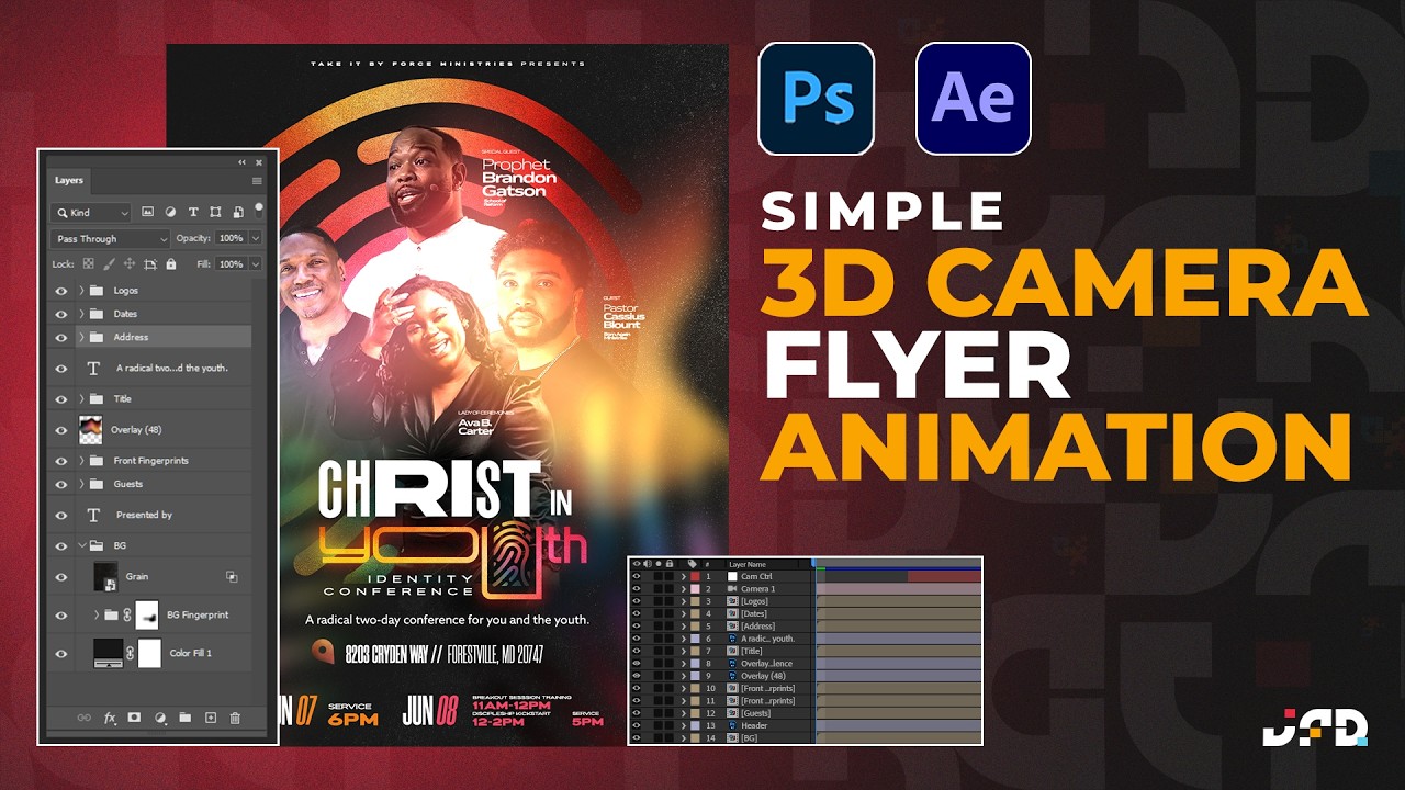 Анимируйте листовки Photoshop в After Effects с помощью 3D-камеры