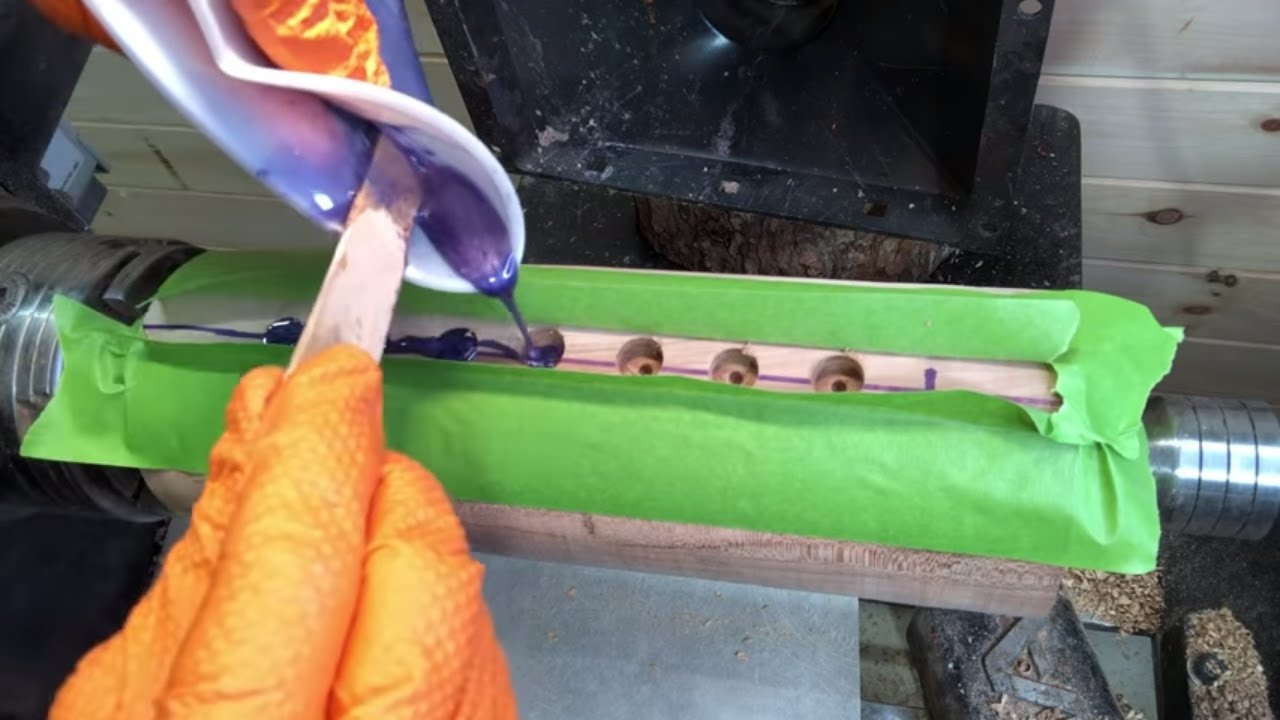 Woodturning a Resin Dotted Vase - Total Boat Resin - PURPLE!