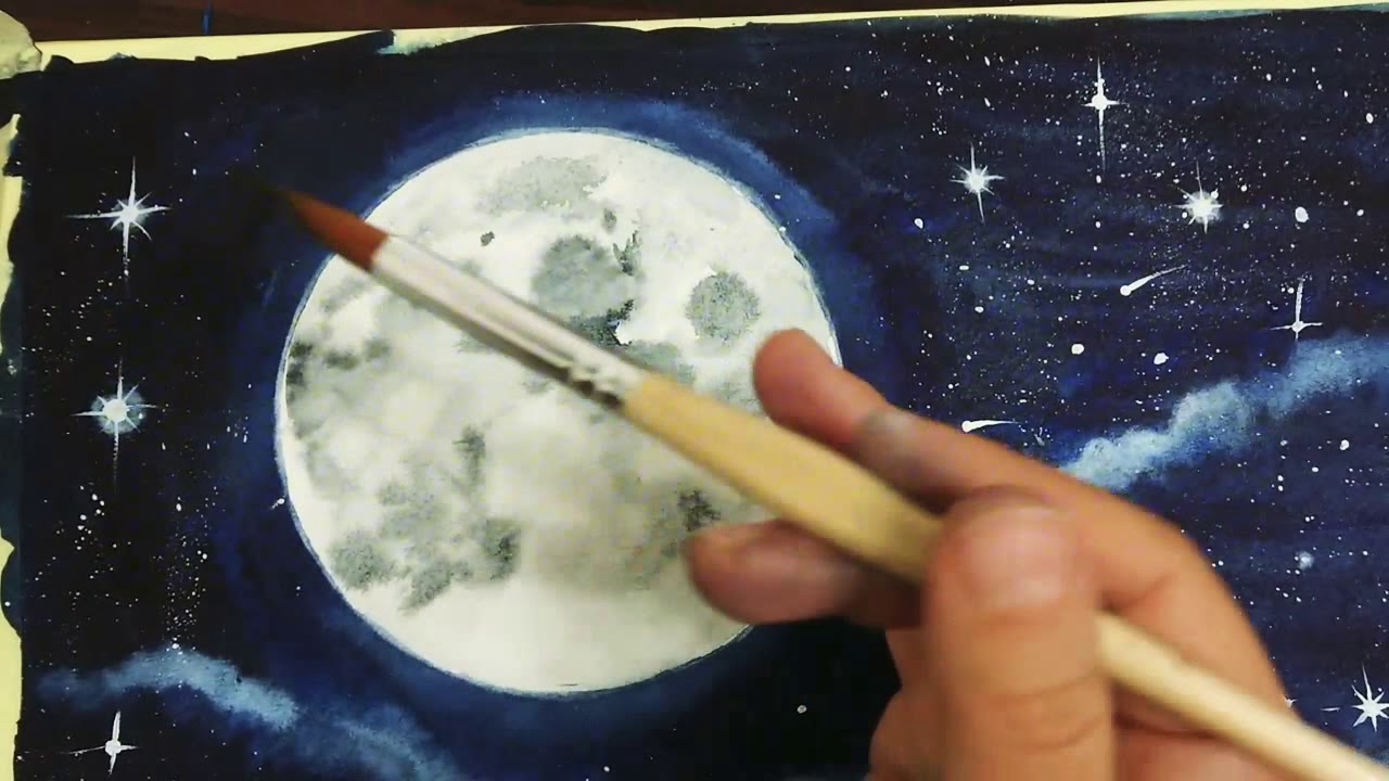 Suluboya ay ve gece resmi demo (watercolor demo)