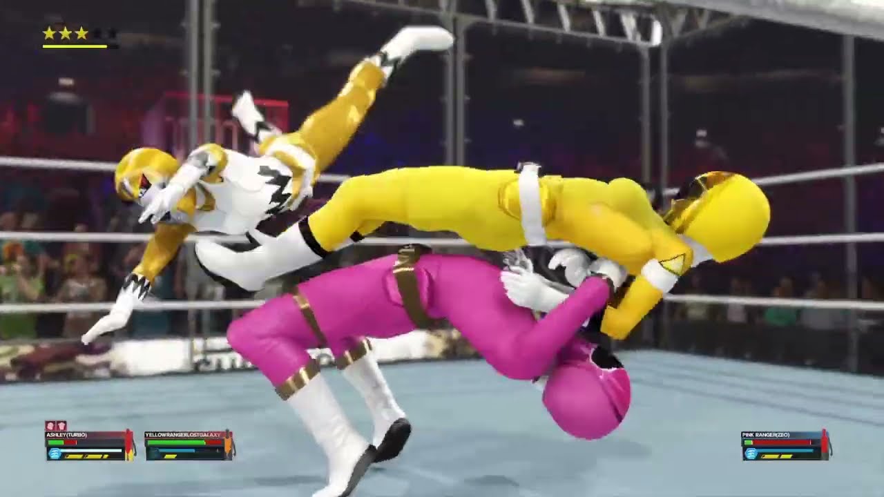 The Yellow Rangers vs. The Pink Rangers in a WARGAMES MATCH