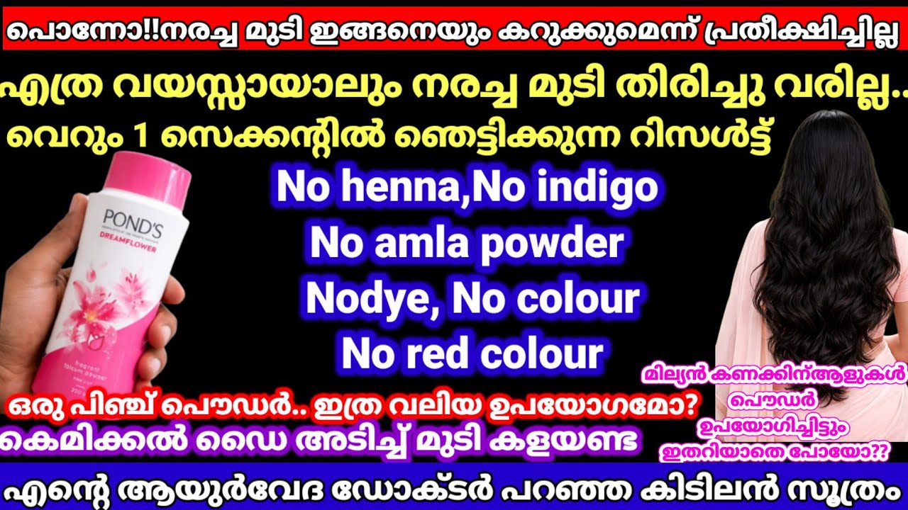അമ്പമ്പോ!പൌഡർഇതിന് ഉപയോഗിക്കാമെന്ന് അറിഞ്ഞില്ലെങ്കിൽനഷ്ട്ടം!എത്ര നരച്ചമുടിയും കട്ടകറുപ്പാകും #nodye 