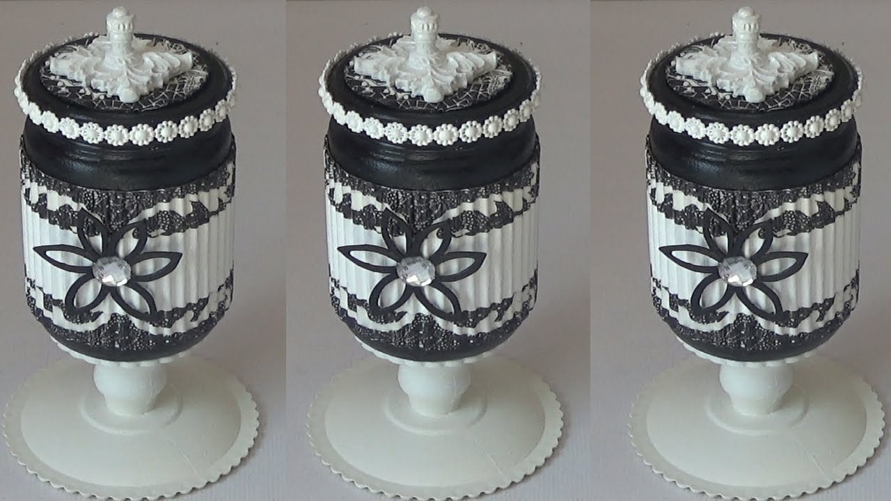 POTE DE VIDRO DECORADO COM PAPELÃO