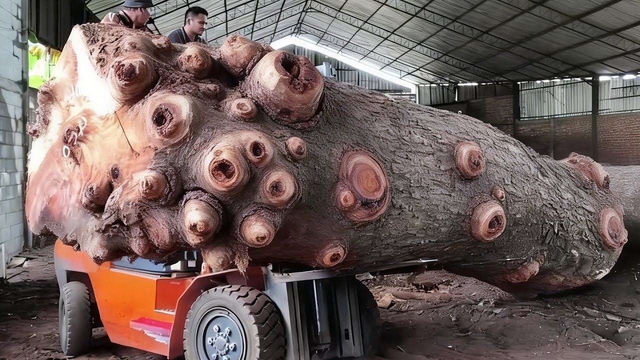 Super large trembesi wood sawing process