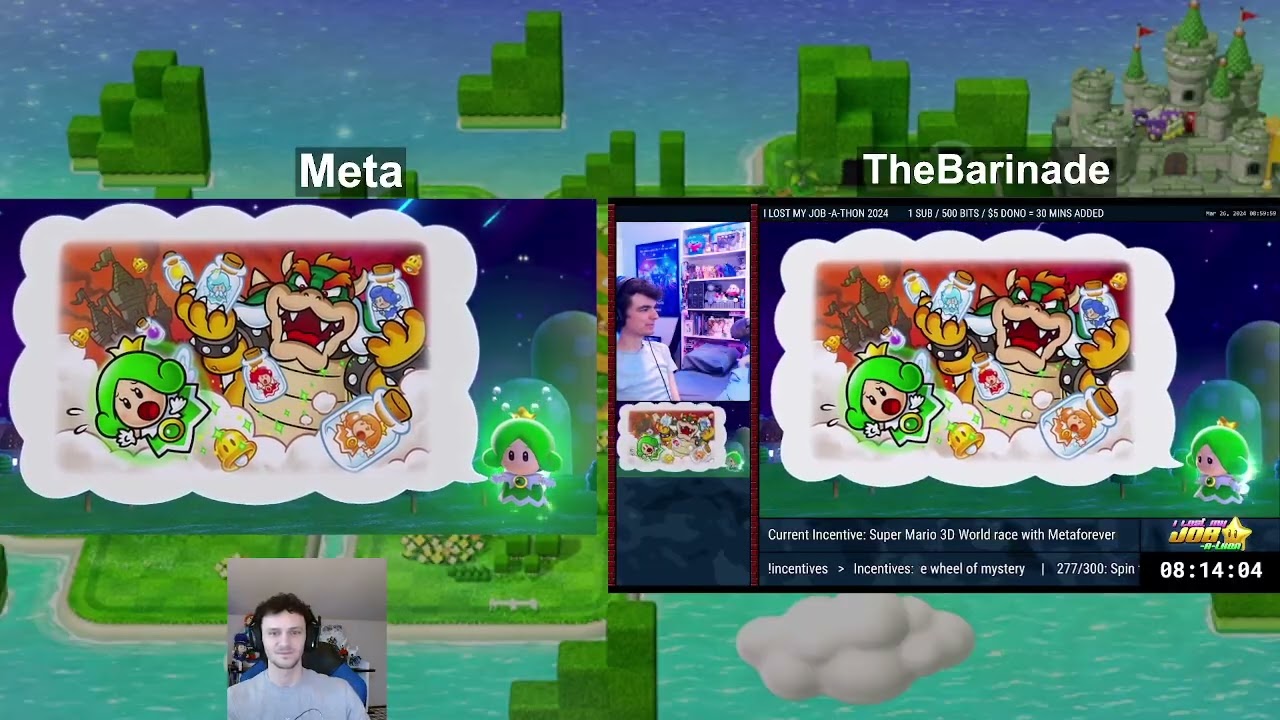 Super Mario 3D World - 100% Race vs. The Barinade Part 1 [Switch]