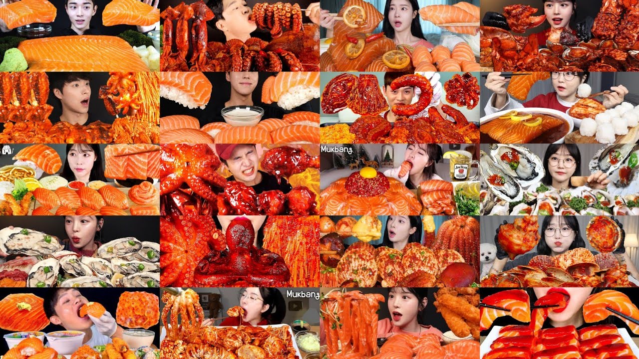 2× SPEED EATING | SPICY SEAFOOD MUKBANG COMPILATION 🔥 (SALMON, OCTOPUS, OYSTERS) ASMR EATING SOUNDS