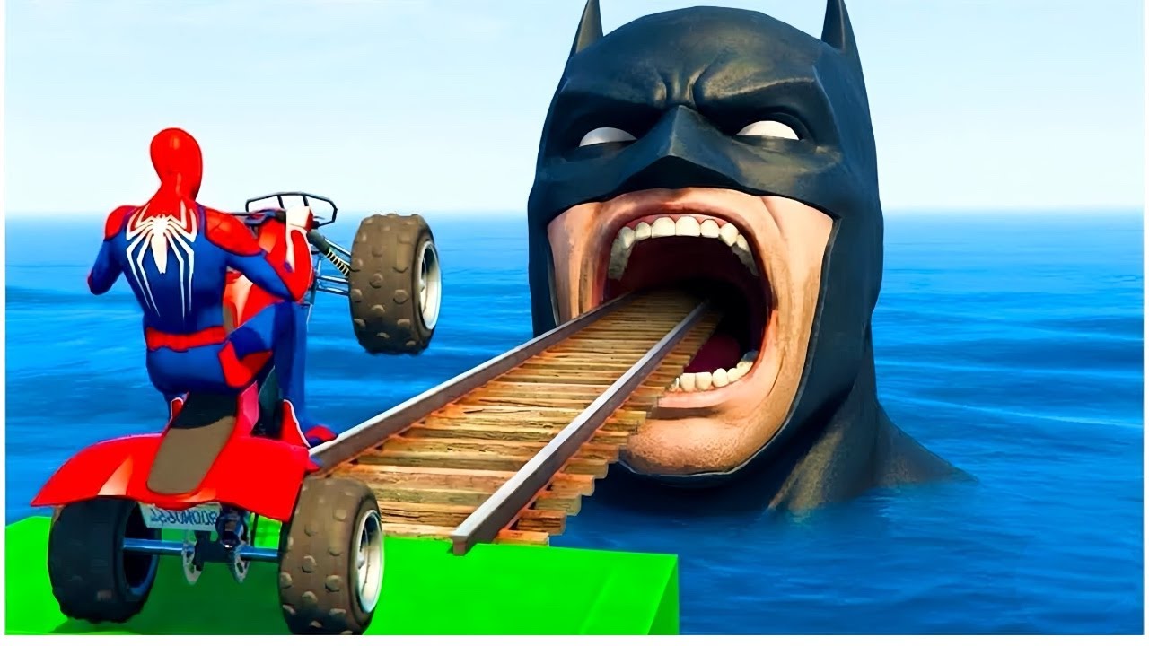 الرجل العنكبوت انقاذ باتمان Spider-Man Rescue batman vs iron man vs venom funny Game GTA 5 superhero
