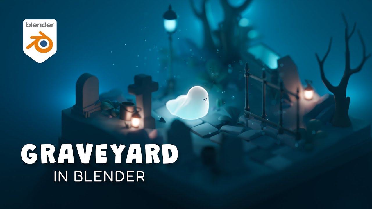 I made a spooky graveyard in Blender