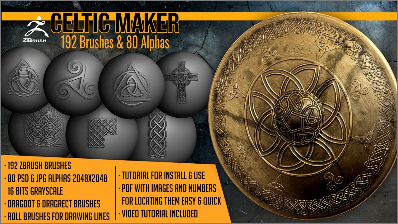 How to add Celtic details to a shield inside ZBrush with Celtic Maker by Artistic Squad
