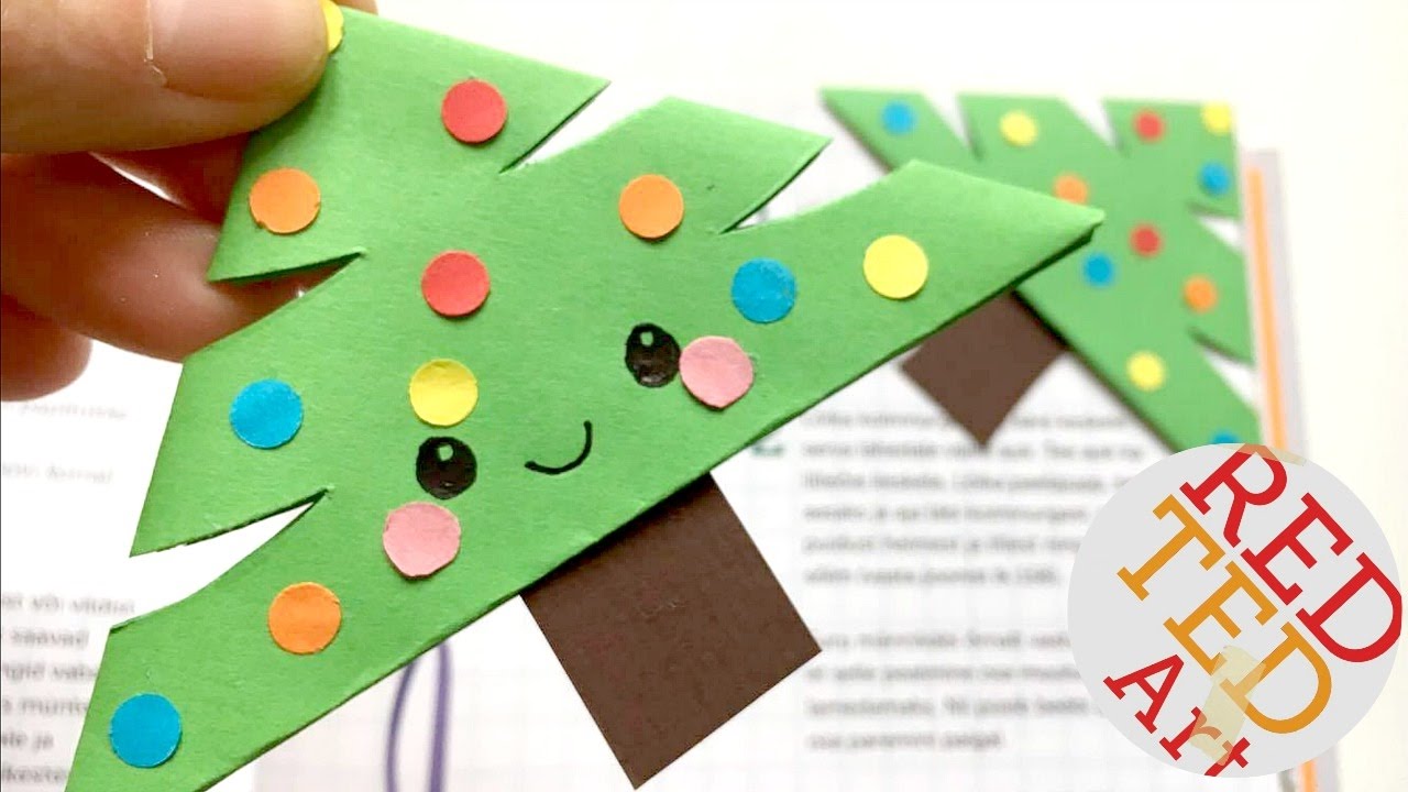 Easy Christmas Tree Bookmark Corner - Paper Crafts DIY - Easy Christmas DIYs