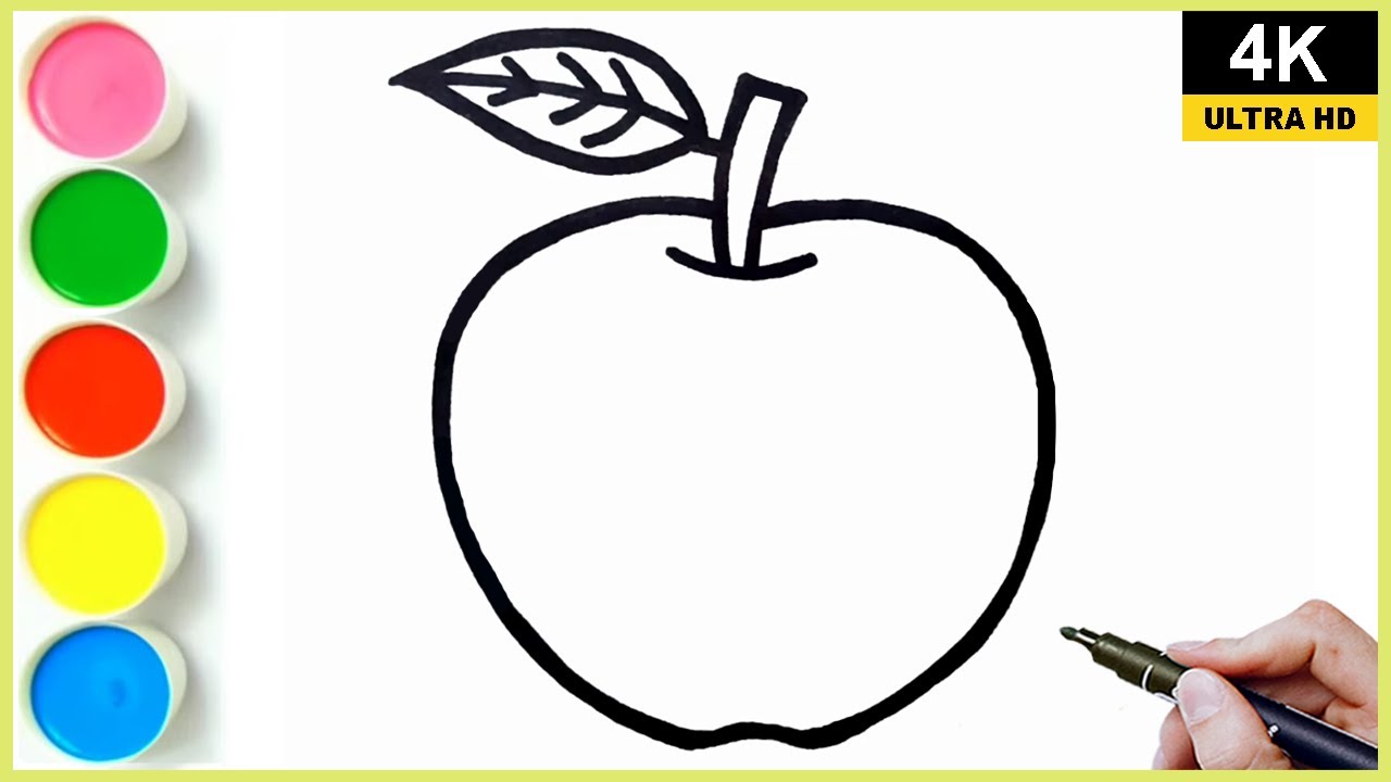 How to draw Apple picture || Apple drawing easy step by step