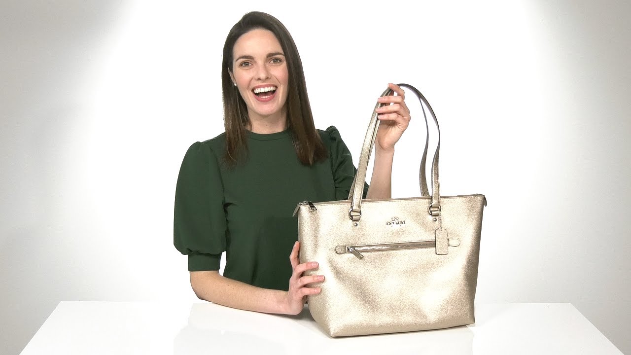 COACH Metallic Crossgrain Leather Gallery Tote SKU: 9425406
