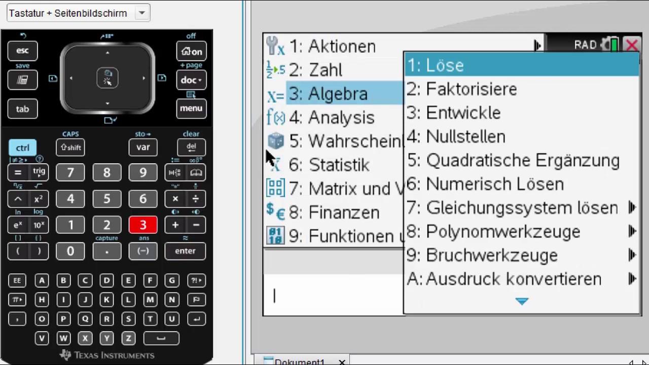 Gleichungssysteme lösen mit dem TI Nspire CX CAS