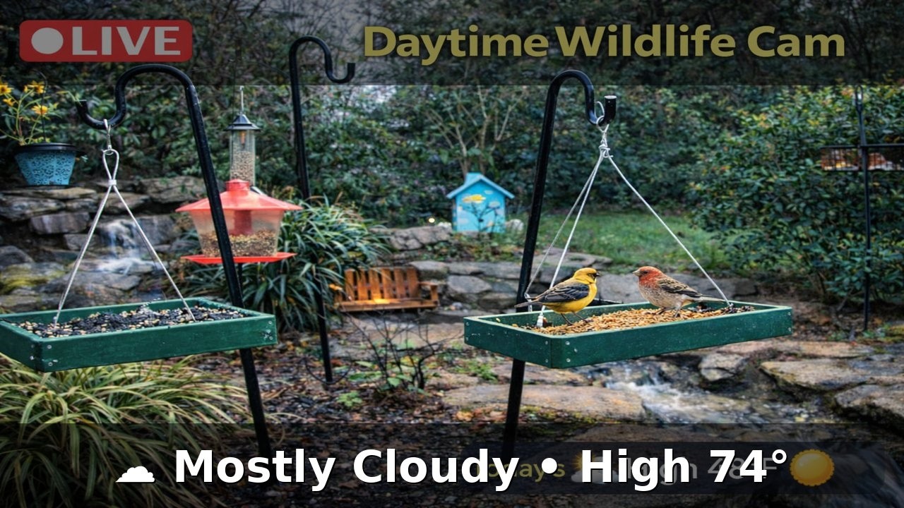 LIVE NC Bird Feeder & Water Stream Cam 🌤️ | Backyard Birds, Squirrels & Relaxing Nature Sounds