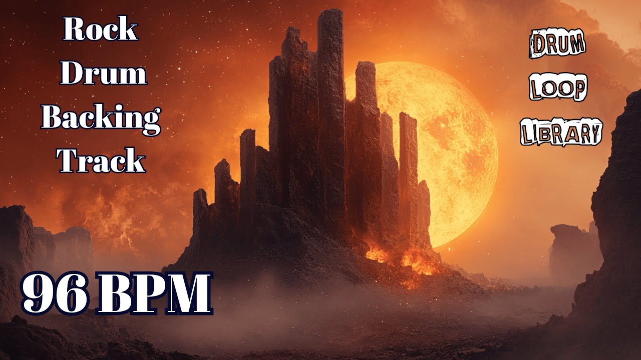 Rock Drum Backing Track 96 BPM | Mid-Tempo Pocket Groove | Royalty Free Drum Loop