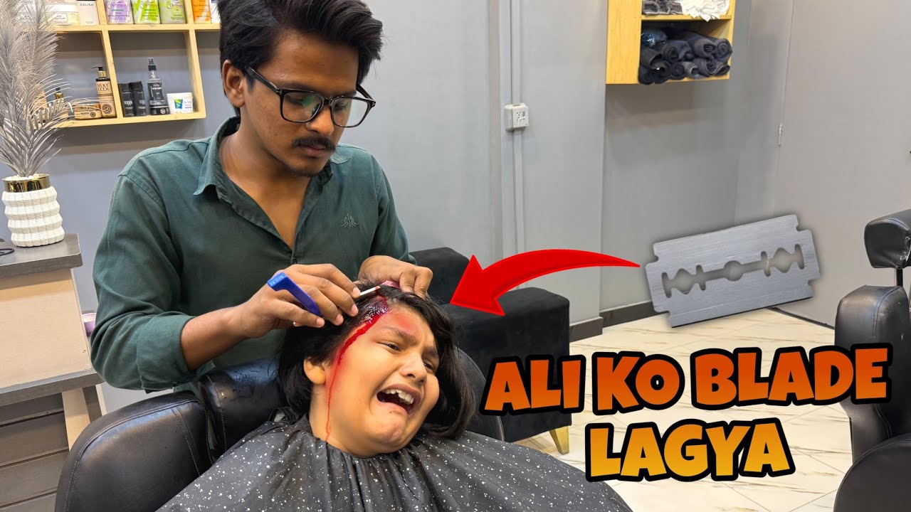 ALI KO BLADE LAG GAYA CUTTING KRWATY HOWY 😳 || ALI NY BARBER SE LARAI KR LI 😳 || 