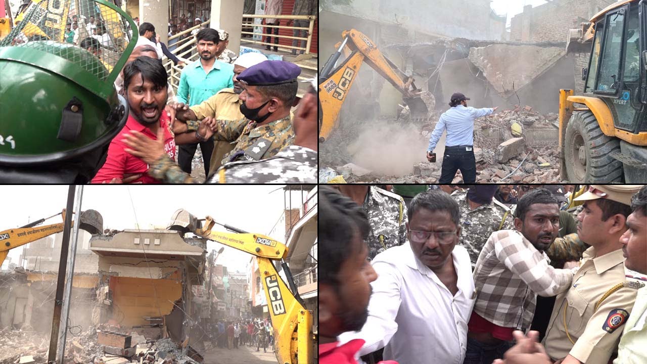 नारेगांव में अतिक्रमण कारवाई के बीच राडा, नागरिक आक्रामक, पुलिस बल का इस्तेमाल