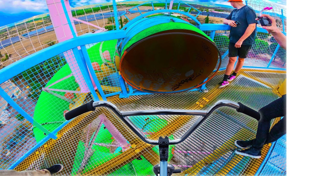 BMX RIDING DOWN ABANDONED WATERPARK TUNNEL!