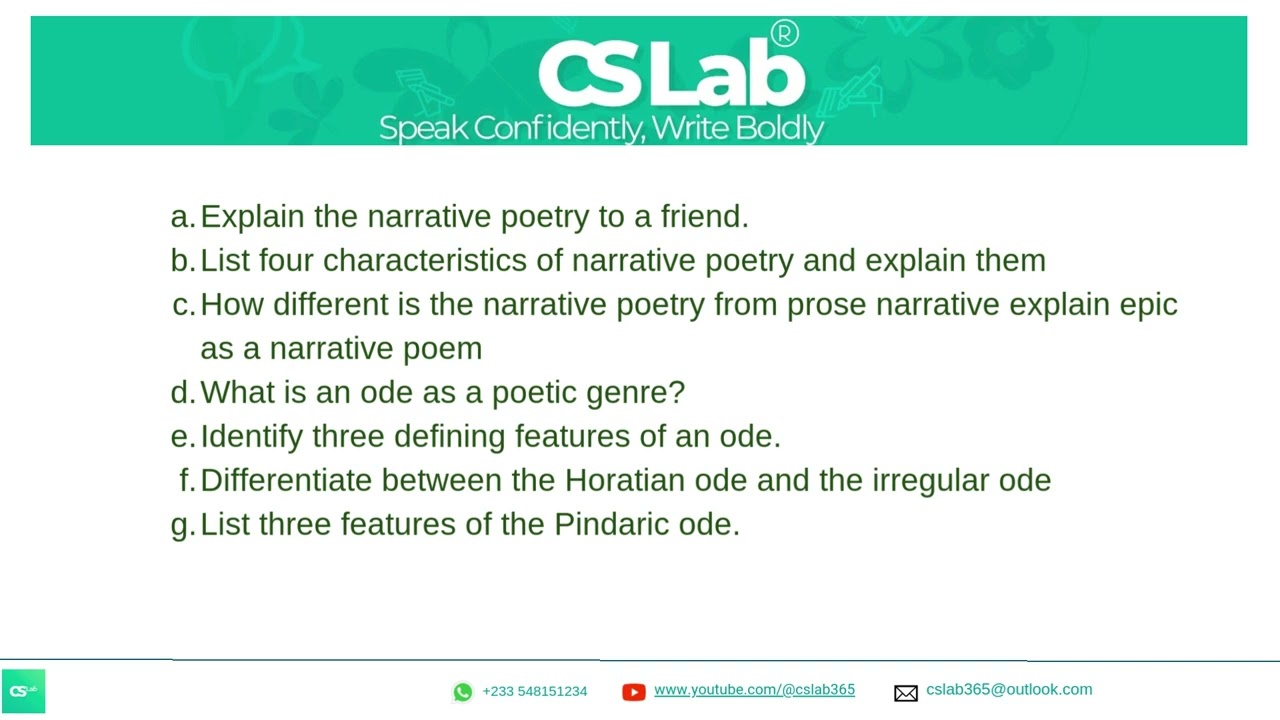 Sample Questions -Techniques of Poetry (For all English Major Students)
