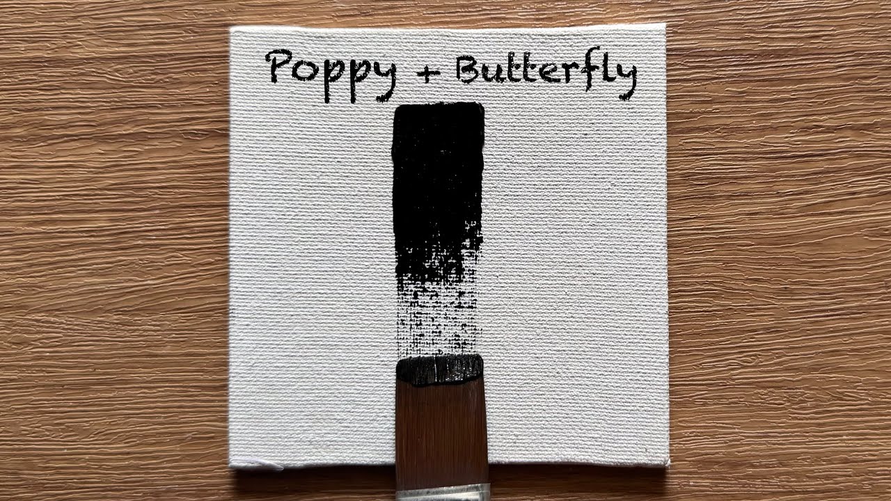 Butterfly on Poppy acrylic painting tutorial with pallet knife 