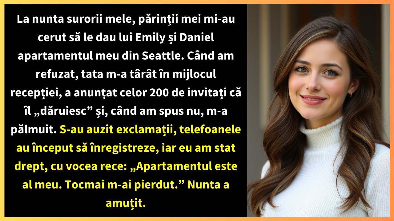 La nunta surorii mele, părinții mei mi-au cerut să le dau lui Emily și Daniel apartamentul meu din