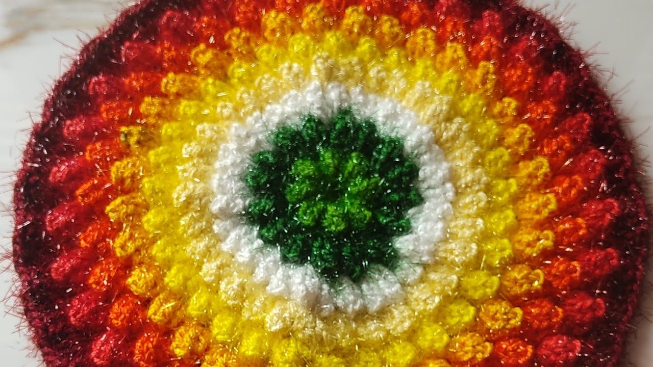 VERY EASY & BEAUTIFUL Crochet Thalposh Design with Popcorn Stitch | Woolen Table Centerpiece Tutoria
