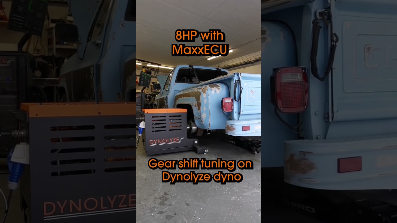 8HP with MaxxECU gear shift tuning on Dynolyze hub dyno.