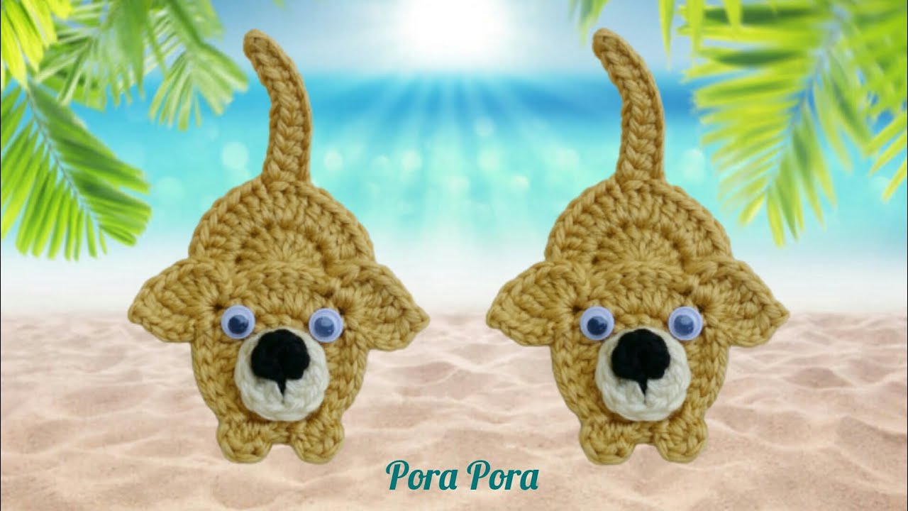 Crochet Puppy Applique I Crochet Animal Applique I Crochet Dog Applique