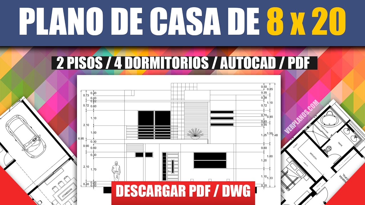 🏡 PLANO DE CASA GRATIS - Con medidas y de 2 pisos