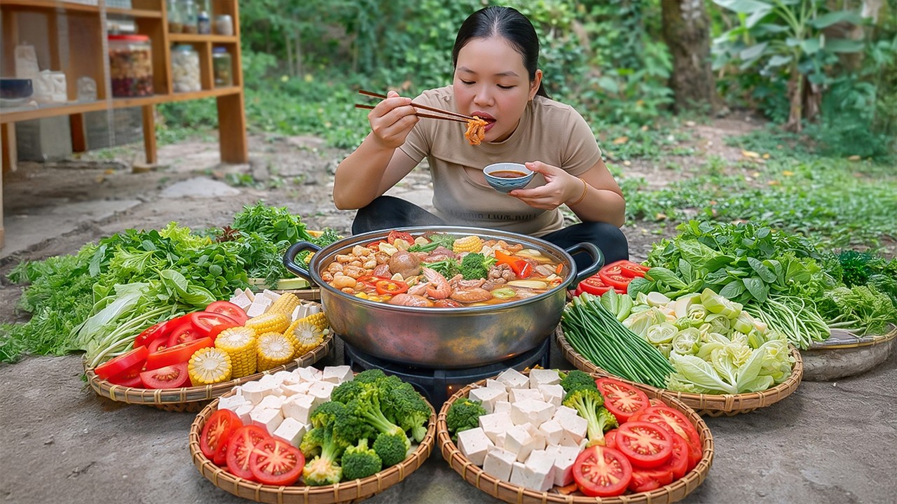 Impromptu Dinner with Mixed Hot Pot of Meat, Shrimp & Vegetables- Mixed Hot Pot Recipe | Simple Life