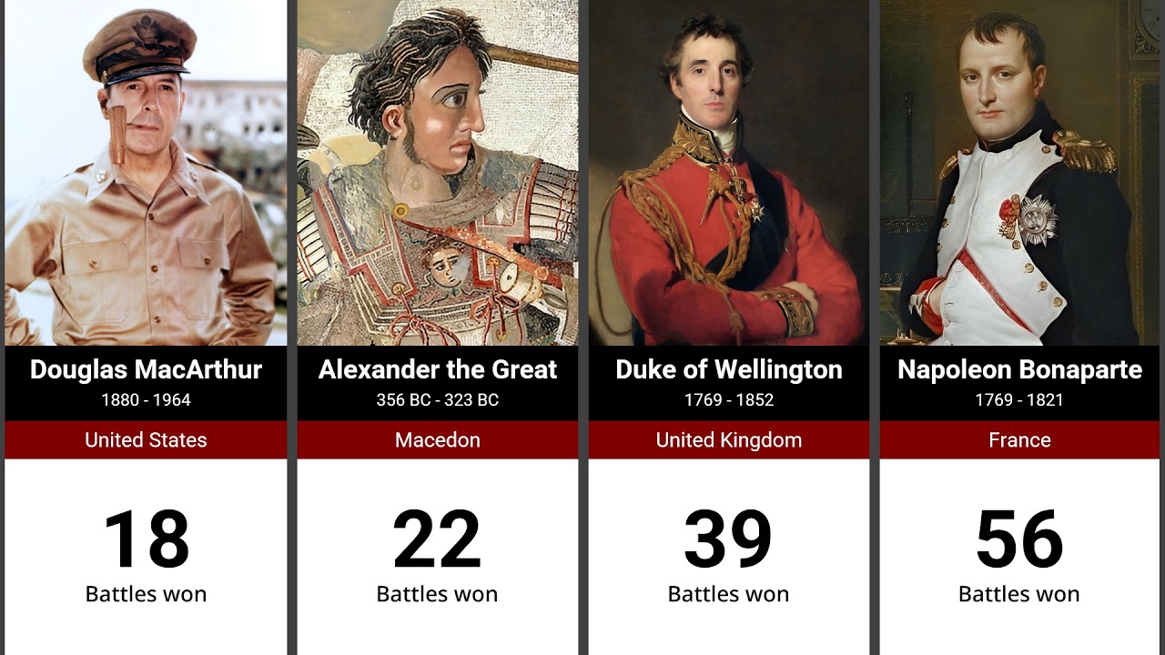 100 Greatest Generals in History | Rank by battles won