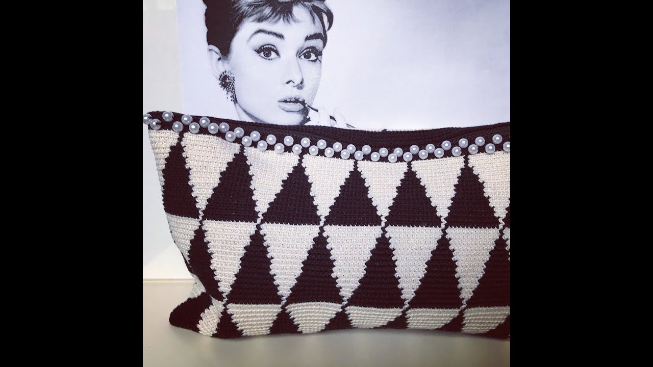 Crochet Audrey Clutch With Tapestry Crochet.Tutorial Ethnic Crochet Bag Tapestry Technique