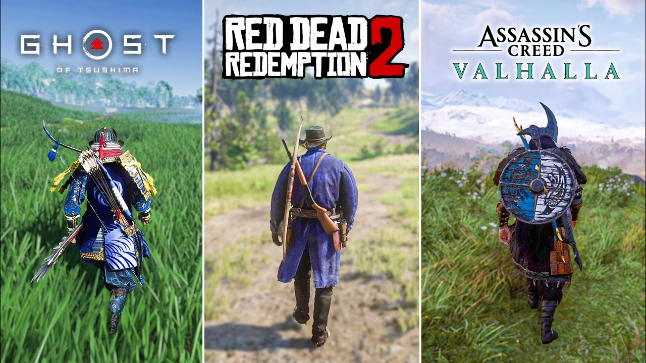 Ghost Of Tsushima Vs RDR 2 Vs Assassins Creed Valhalla | Graphics and Details Comparison