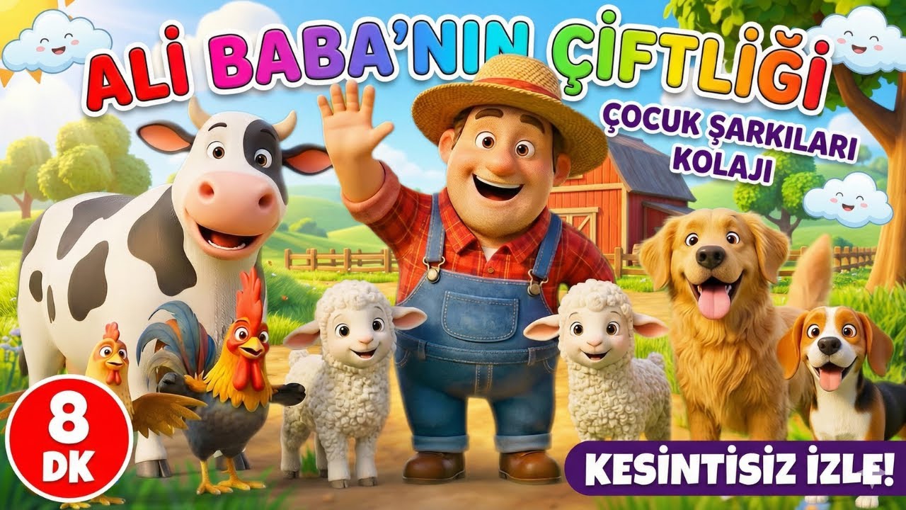 Ali Babanın Bir Çiftliği Var ve En Sevilen Çocuk Şarkıları | 8 Dakika Kesintisiz