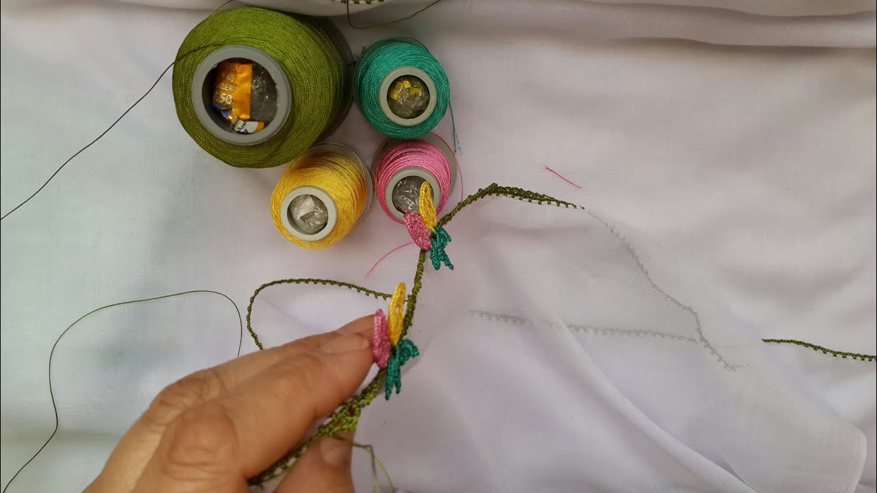 506-😊Tasarım üzüm motif ve yazmaya eklenişi gösterişli tığ oyası modelleri yapımı