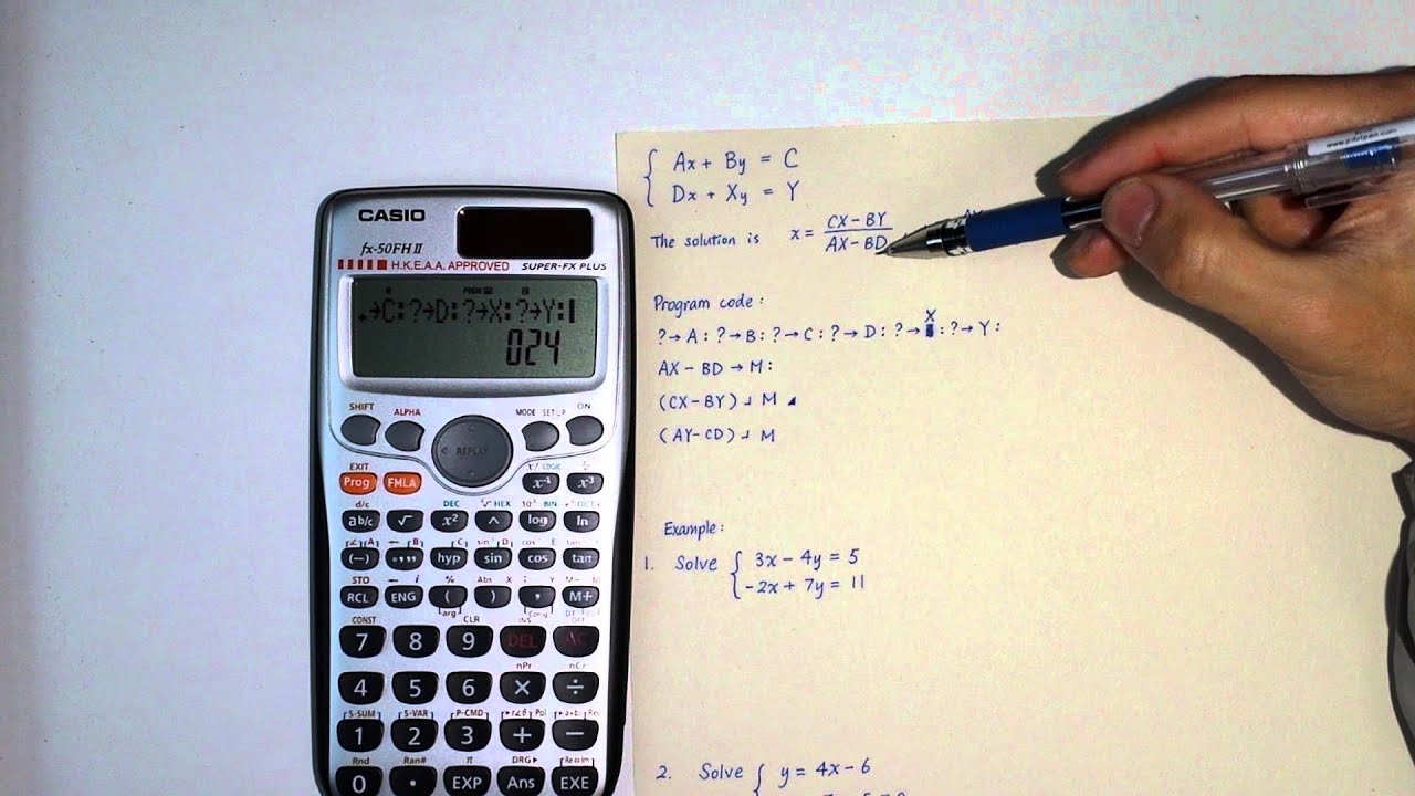 Calculator Program for Simultaneous Equations (Casio 計算機程式 解二元一次方程組)