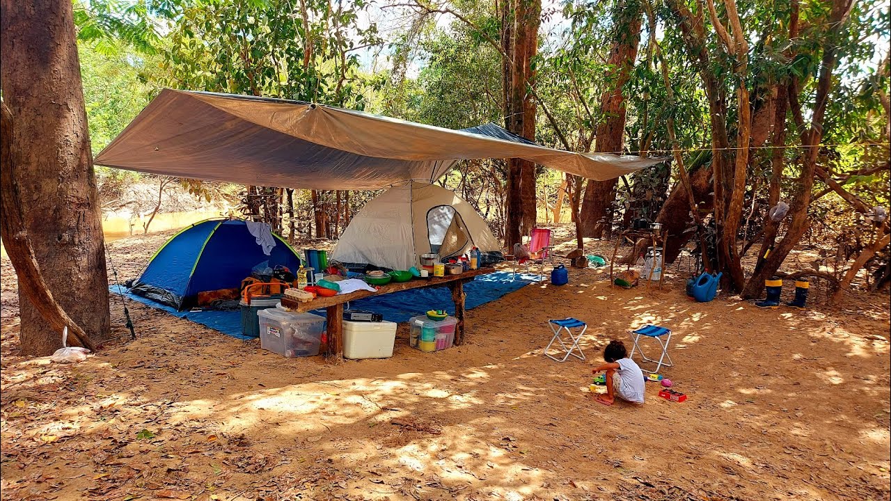 MONTAMOS O ACAMPAMENTO ANTES DA CHUVA, QUANDO VI TAMANHO DA BRUTA NÃO ACREDITEI. Pescaria.