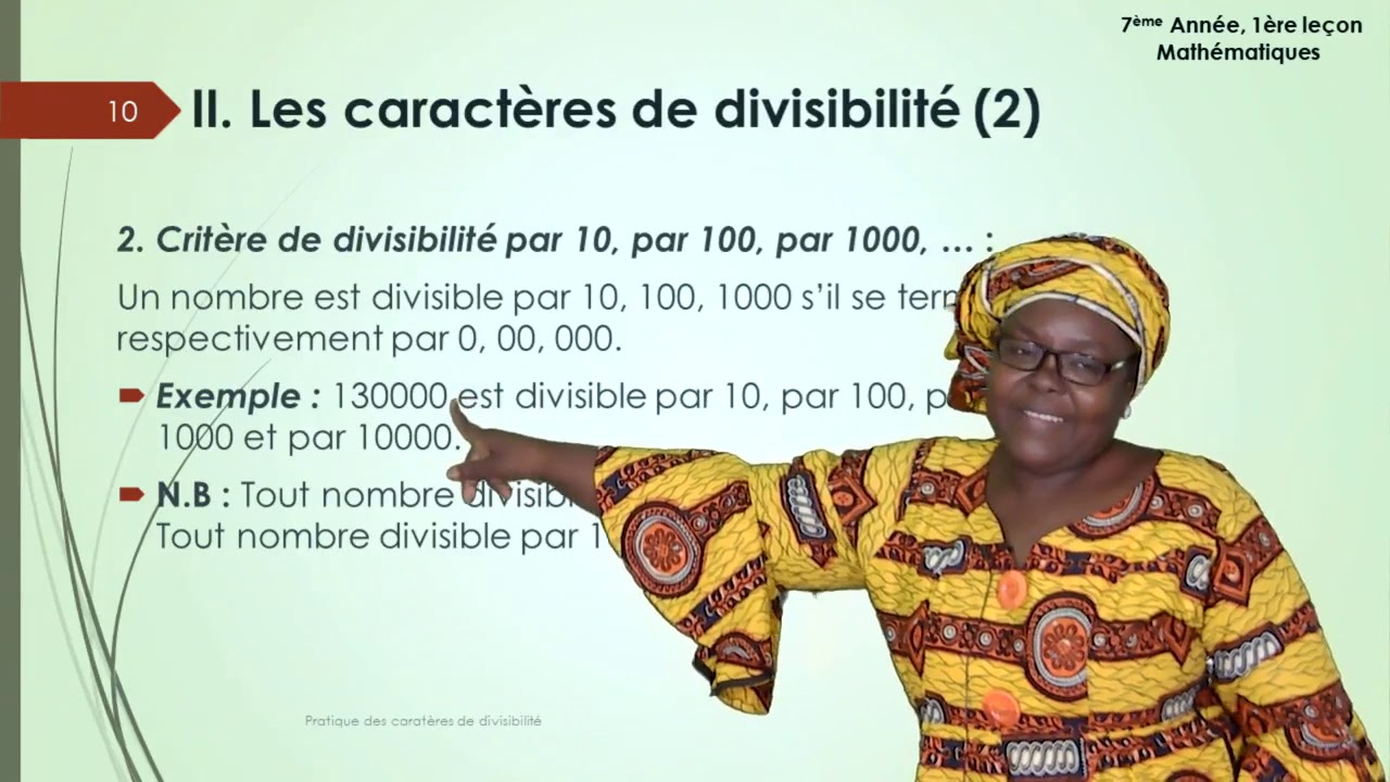 7èA Maths Algèbre leçon1 Pratique des caractères de divisibilité