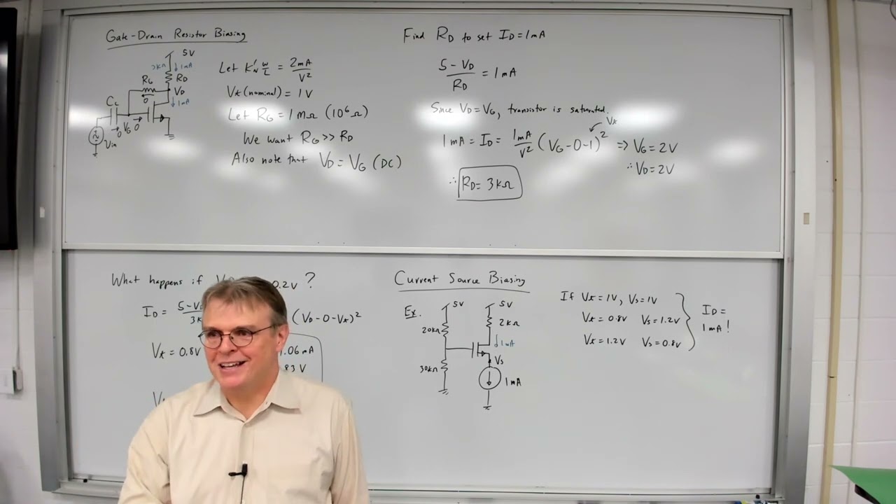 Electronics - Lecture 21:  MOSFET biasing techniques, current mirrors, practical BJT biasing