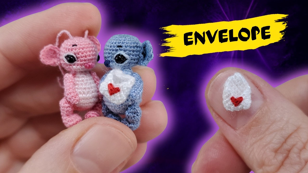 How to Crochet a Tiny Envelope with a Heart | Micro Crochet Tutorial