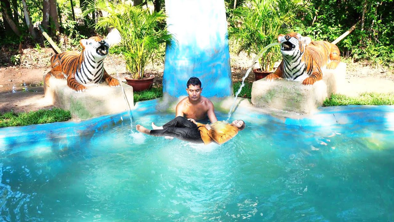Survival Camping Living Off Grid Building A Swimming Pool by Hand Tools During 30 Days Spend $5000