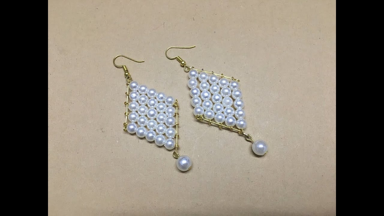 How To Make Simple And Beautiful Pearl Earrings At Home | DIY | Pearls Jewelry Making
