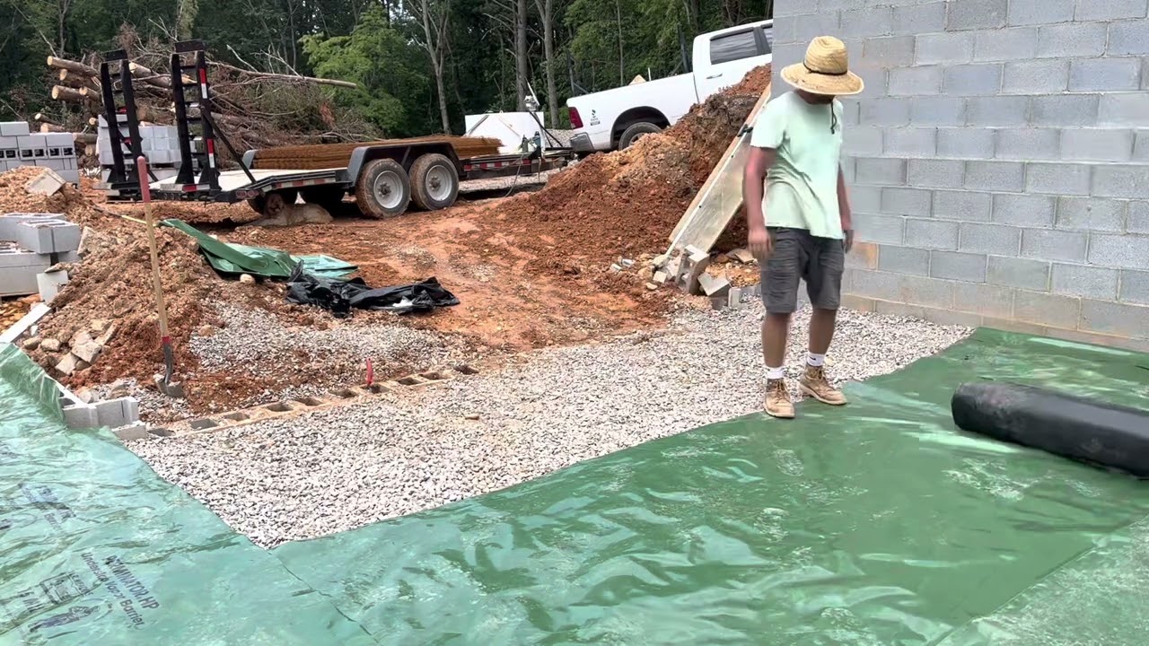 Ep 20 Installing Vapor barrier under the basement slab and welded wire concrete reinforcement